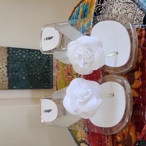 Vintage Agape Clear Lucite Sandals with flower